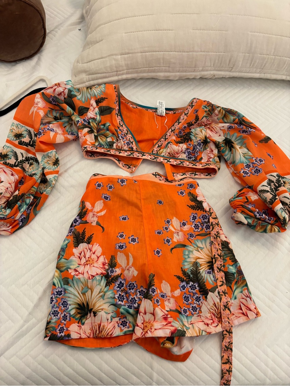 REVOLVE Orange Floral Two-Piece Wrap Set